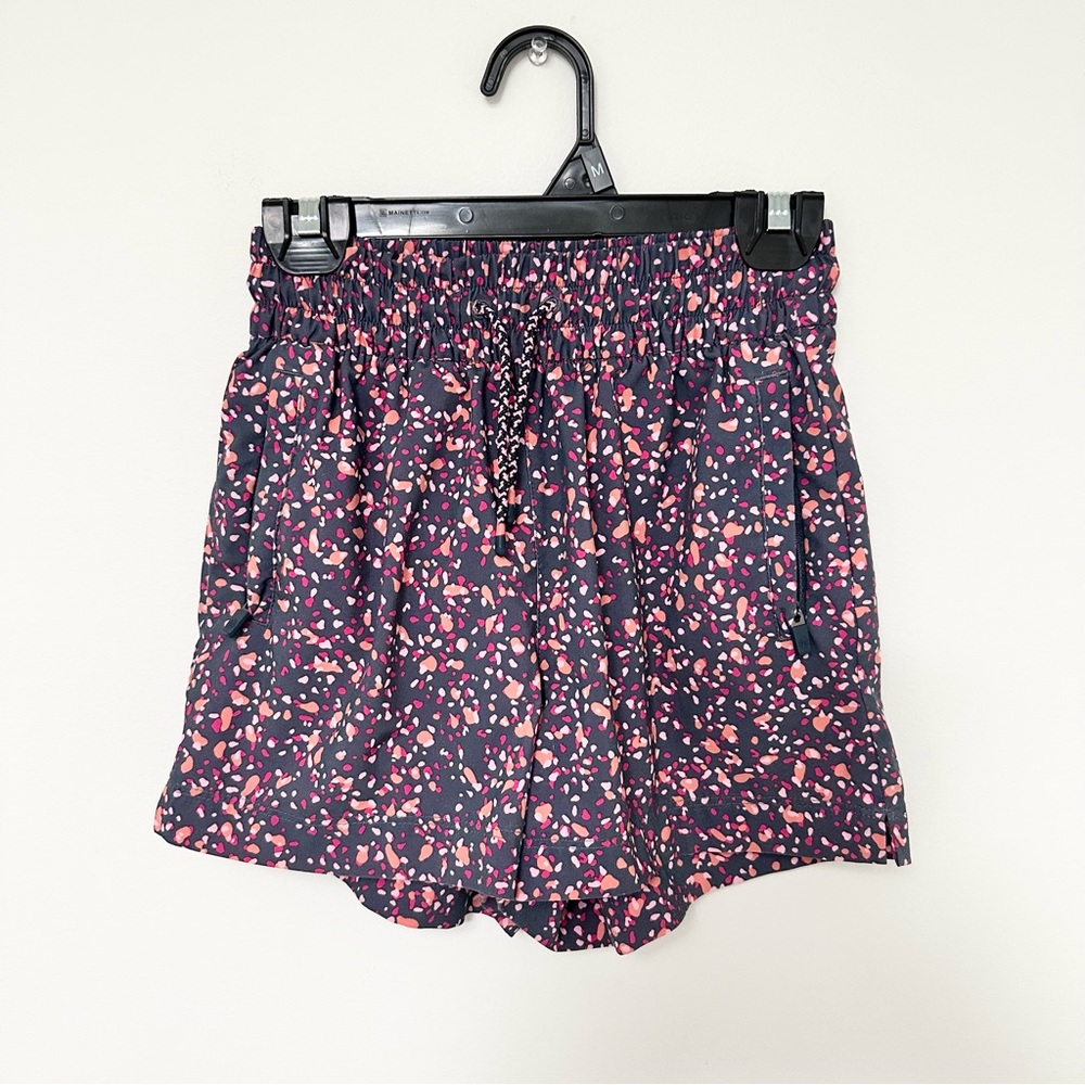 Athleta Girl Play More 3" Shorts Splatter Paint Design Drawstring Shorts size 7